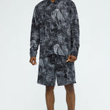 Camisa Con Botón Grainy Tropics Knitted - Negro/Combinado