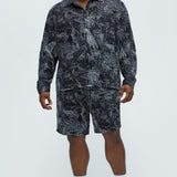 Camisa Con Botón Grainy Tropics Knitted - Negro/Combinado