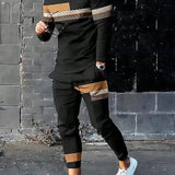 Manfinity Homme Men's Color Blocking Long Sleeve T-Shirt And Pants Two-Piece Set