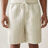 Manfinity UrbanChill Conjunto De Camisa Y Pantalones Cortos Informales Tejidos De Rayas De Manga Corta Para Hombres