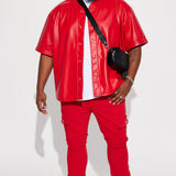 Jersey Homerun Faux Leather Short Sleeve - Rojo