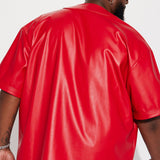 Jersey Homerun Faux Leather Short Sleeve - Rojo