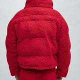 Abrigo corto acolchado con textura Hallron - Rojo/combinación