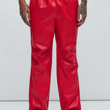 Pantalones de pista de imitación de cuero de río - Rojo/combinación