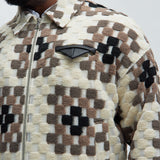 Chamarra Gaston Jacquard Cropped - Café/Combinado