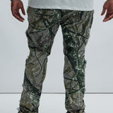 Jeans de pierna ancha y corte ajustado con flecos inclinados - Verde/combinación