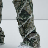 Jeans de pierna ancha y corte ajustado con flecos inclinados - Verde/combinación