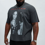 Camisa De Manga Corta Aaliyah Oversized - Negro