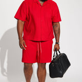 Camisa Show Up Short Sleeve Cuban - Rojo