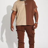 Camisa De Manga Corta GOAT Color Block - Café