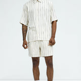 Abotonado Slub Stripe Short Sleeve - Crema/Combinación