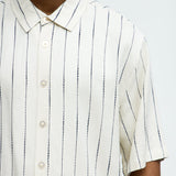 Abotonado Slub Stripe Short Sleeve - Crema/Combinación