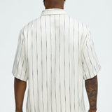 Abotonado Slub Stripe Short Sleeve - Crema/Combinación