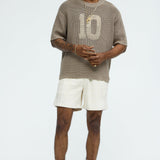 Camisa De Manga Corta Printed Textured Knit - Café