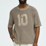 Camisa De Manga Corta Printed Textured Knit - Café