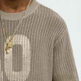 Camisa De Manga Corta Printed Textured Knit - Café