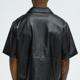 Abotonado Slam Dunk Faux Leather Short Sleeve - Negro