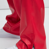 Pantalones de pista de imitación de cuero de río - Rojo/combinación