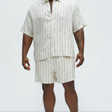 Abotonado Slub Stripe Short Sleeve - Crema/Combinación