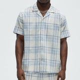 Abotonado Breezy Plaid Short Sleeve - Azul/Combinado