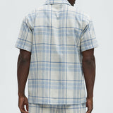 Abotonado Breezy Plaid Short Sleeve - Azul/Combinado