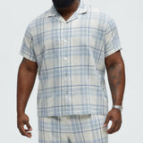 Abotonado Breezy Plaid Short Sleeve - Azul/Combinado
