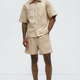 Camisa Paving Stone Jacquard Closed Collar - Bronceado