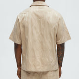 Camisa Paving Stone Jacquard Closed Collar - Bronceado