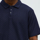Camisa Ferrin Textured Knit Polo - Azul Marino
