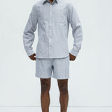 Camisa Abotonada Subtle Stripe - Gris/Combinado