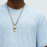 Camiseta Geo Chenille Knit Crewneck - Azul