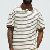 Camisa Terry Striped Polo - Crema/Combinación