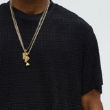Camiseta Geo Chenille Knit Crewneck - Negro