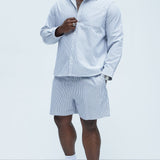 Camisa Abotonada Subtle Stripe - Gris/Combinado