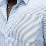 Camisa Abotonada Subtle Stripe - Gris/Combinado