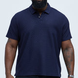 Camisa Ferrin Textured Knit Polo - Azul Marino