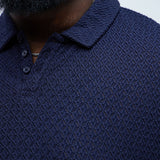 Camisa Ferrin Textured Knit Polo - Azul Marino
