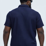 Camisa Ferrin Textured Knit Polo - Azul Marino