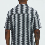 Con Botón Outpost Zig Zag Short Sleeve - Crema/Combinación
