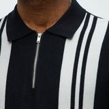 Camisa Camden Quarter Zip Sweater Polo - Negro/Combinado