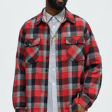 Camisa Charles Acid Wash Relaxed Flannel - Rojo/Combinado
