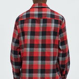 Camisa Charles Acid Wash Relaxed Flannel - Rojo/Combinado