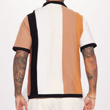 Camisa Polo Levels Striped Short Sleeve Knit - Café/Combinado