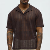 Camisa Polo Aiden Crochet Johnny Collar - Café