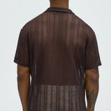 Camisa Polo Aiden Crochet Johnny Collar - Café