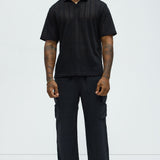 Camisa Gerard Crochet Knit Johnny Collar - Negro