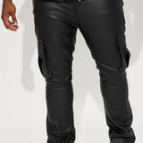 Pantalón Rule Breaker Faux Leather Stacked Skinny Flared - Negro