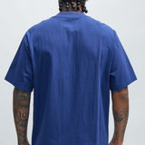 Camisa De Manga Corta Oversized Heavyweight - Azul Marino