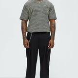 Camiseta Rib Textured Stripe Relaxed - Negro/Combinado