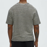 Camiseta Rib Textured Stripe Relaxed - Negro/Combinado
